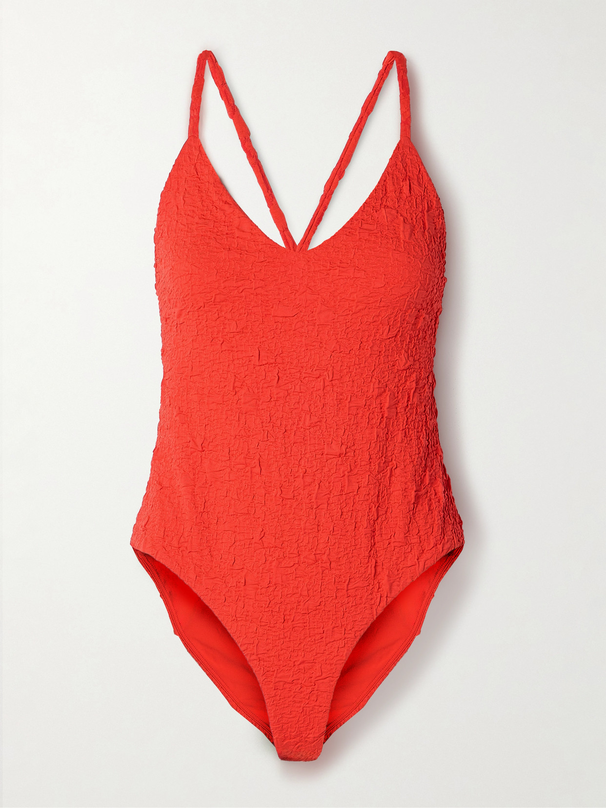 Mara Hoffman Emma Recycled-popcorn Swimsuit In Red