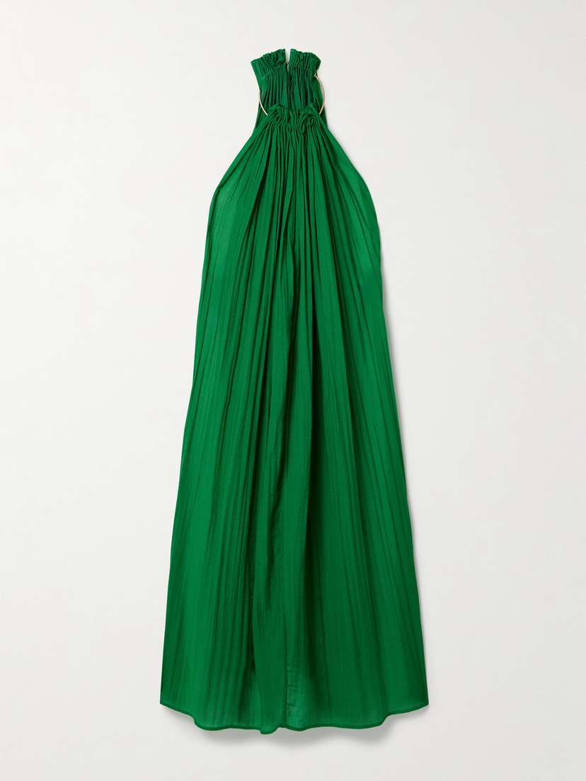 Cult Gaia Ree Embellished Pleated Twill Dress