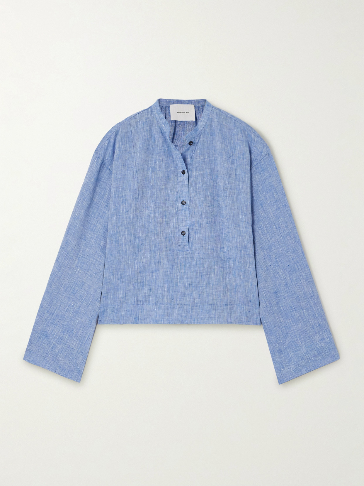 Bondi Born Leiden Organic Linen Shirt In Blue