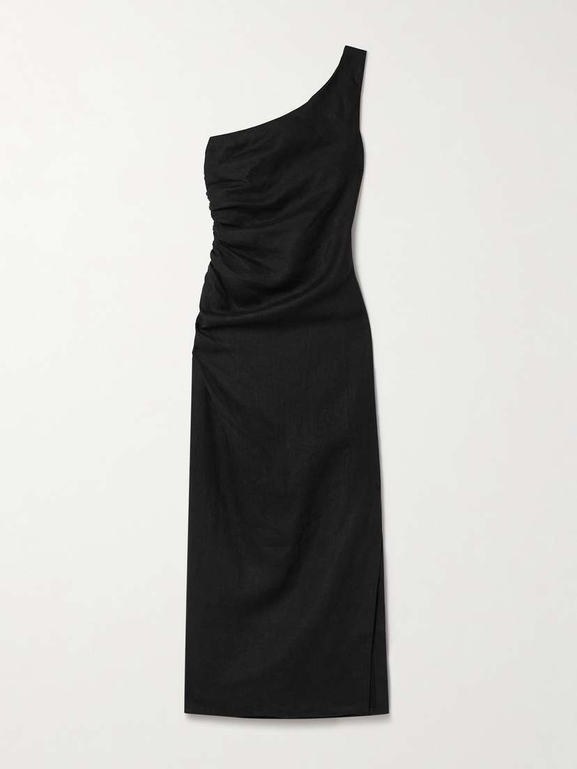 Mara Hoffman Enya One-shoulder Ruched Hemp Maxi Dress