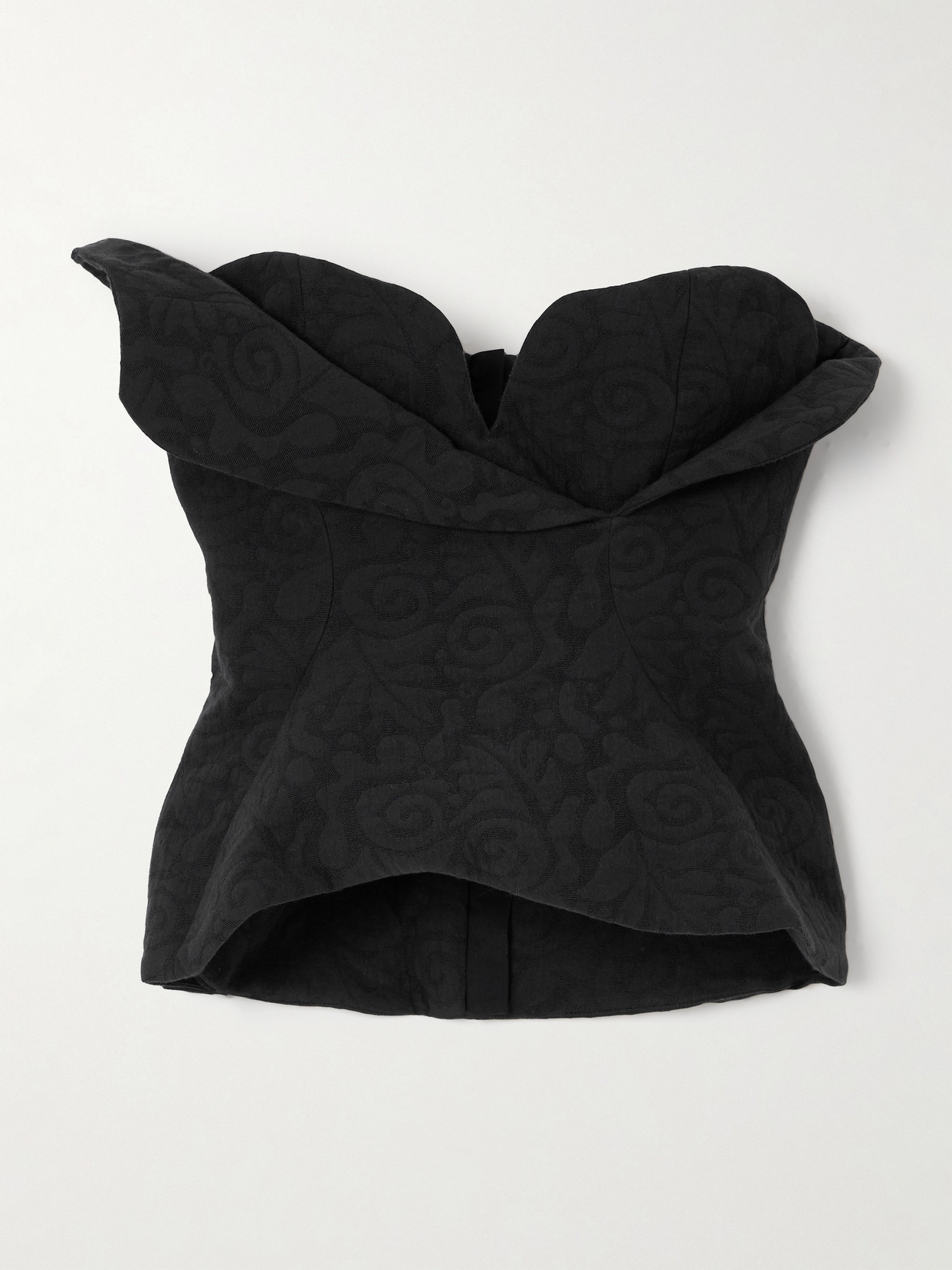 Mara Hoffman Angela Lumaca Strapless Layered Organic Cotton-jacquard Bustier Top In Black