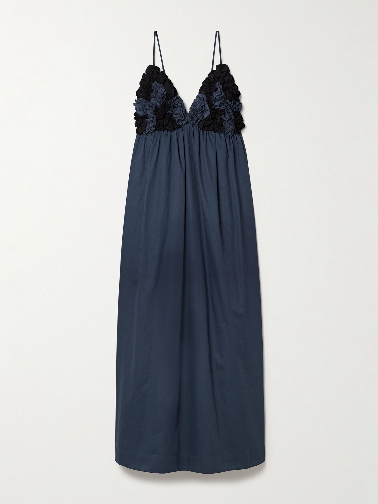 Mara Hoffman Annika Ruffled Organic Cotton-poplin Midi Dress In Blue