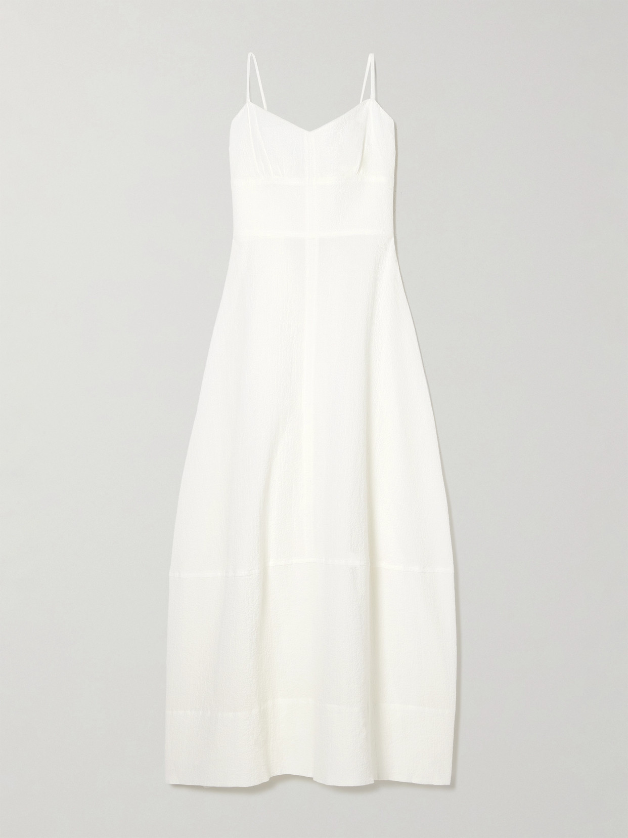 Bondi Born Hastings Tie-detailed Organic Cotton-blend Seersucker Midi Dress In White