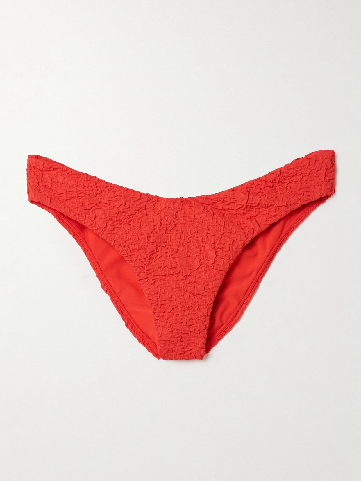 Shop Mara Hoffman Cece Recycled-popcorn Bikini Briefs In Red