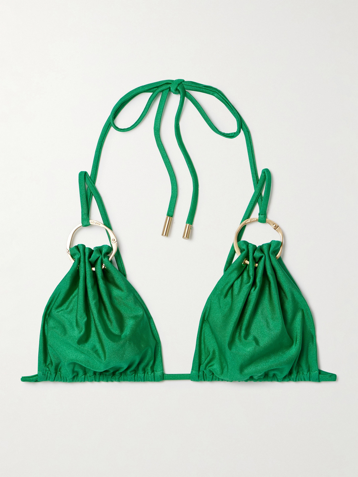 Cult Gaia Golda Embellished Bikini Top In Green