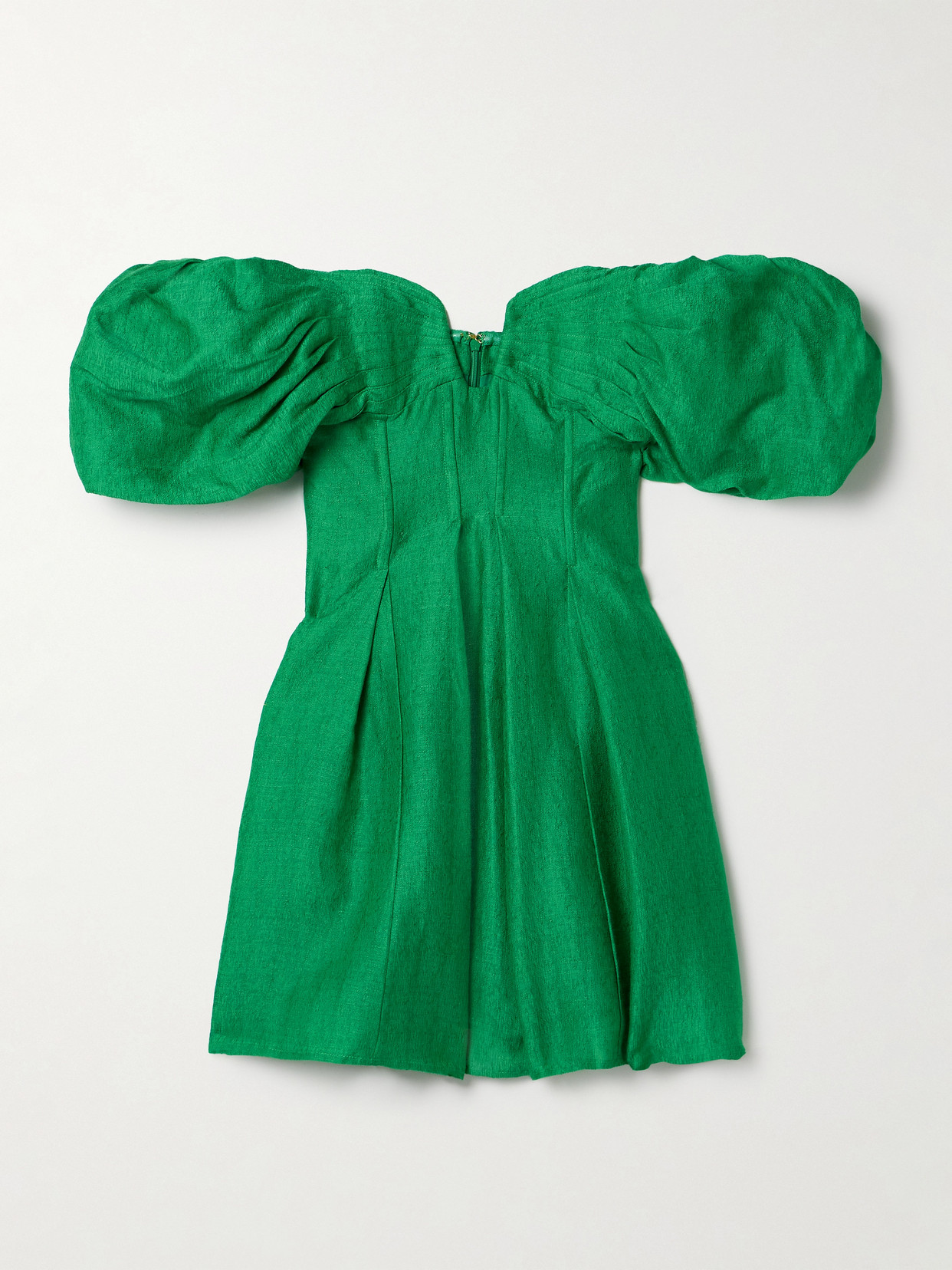Cult Gaia - Lissett Off-the-shoulder Pleated Woven Mini Dress - Green