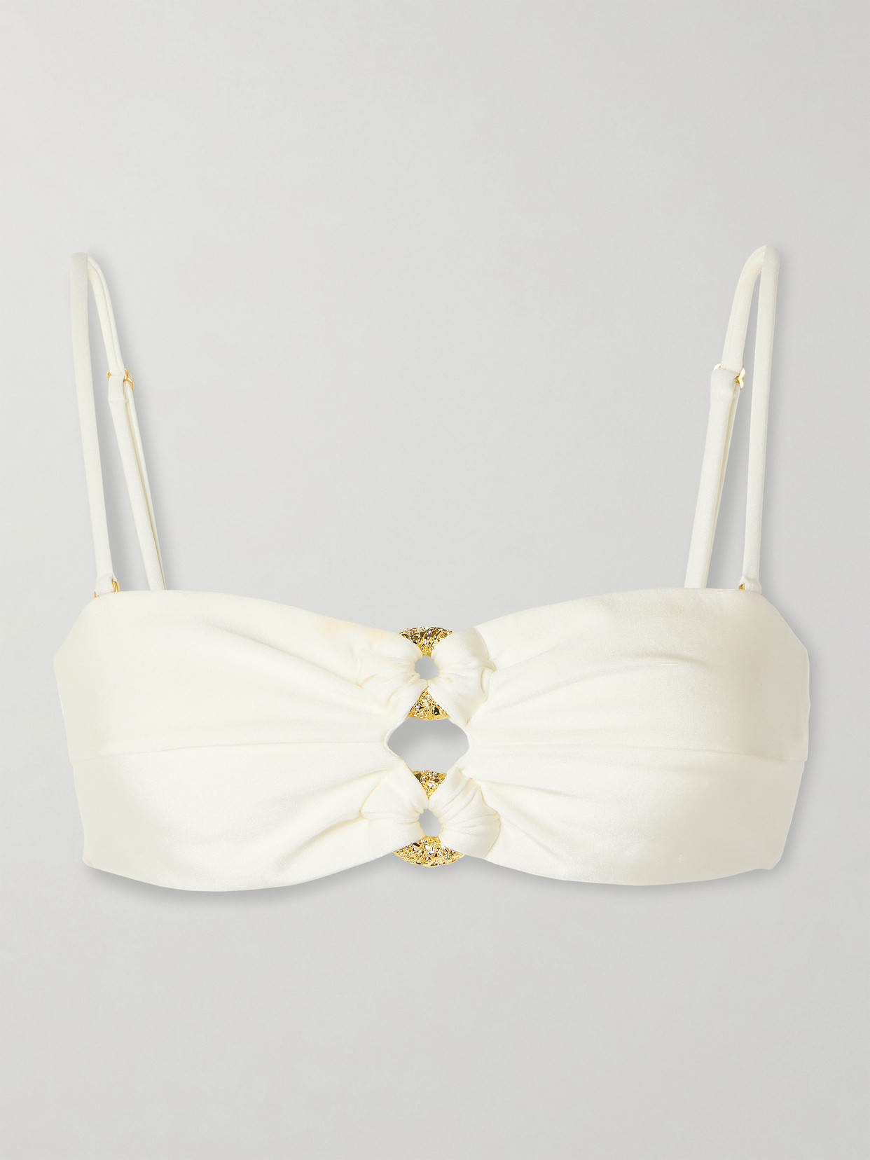 Shop Cult Gaia Pisa Embellished Cutout Bandeau Bikini Top In Yellow