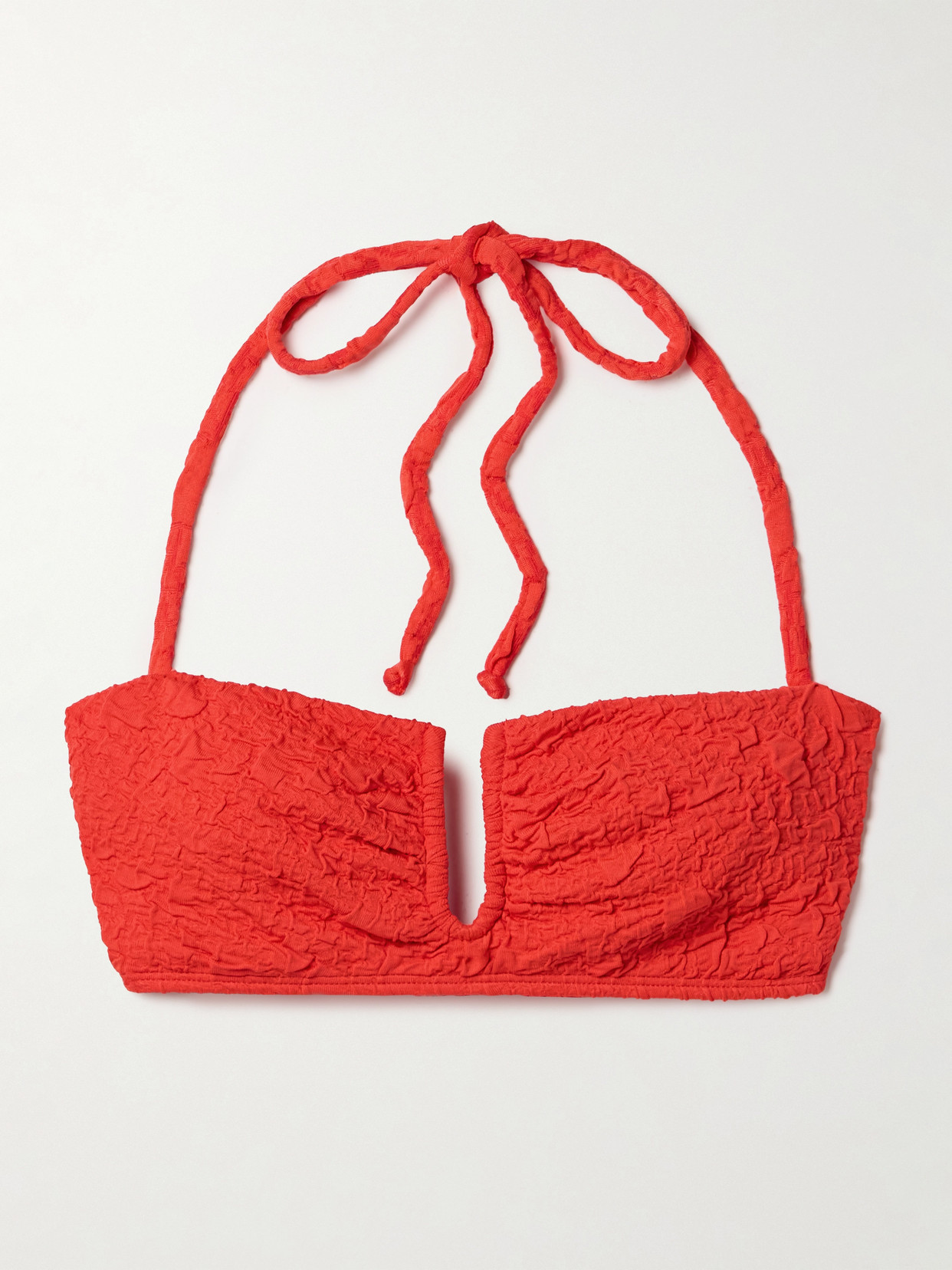 Shop Mara Hoffman Cruz Recycled-popcorn Bikini Top In Red