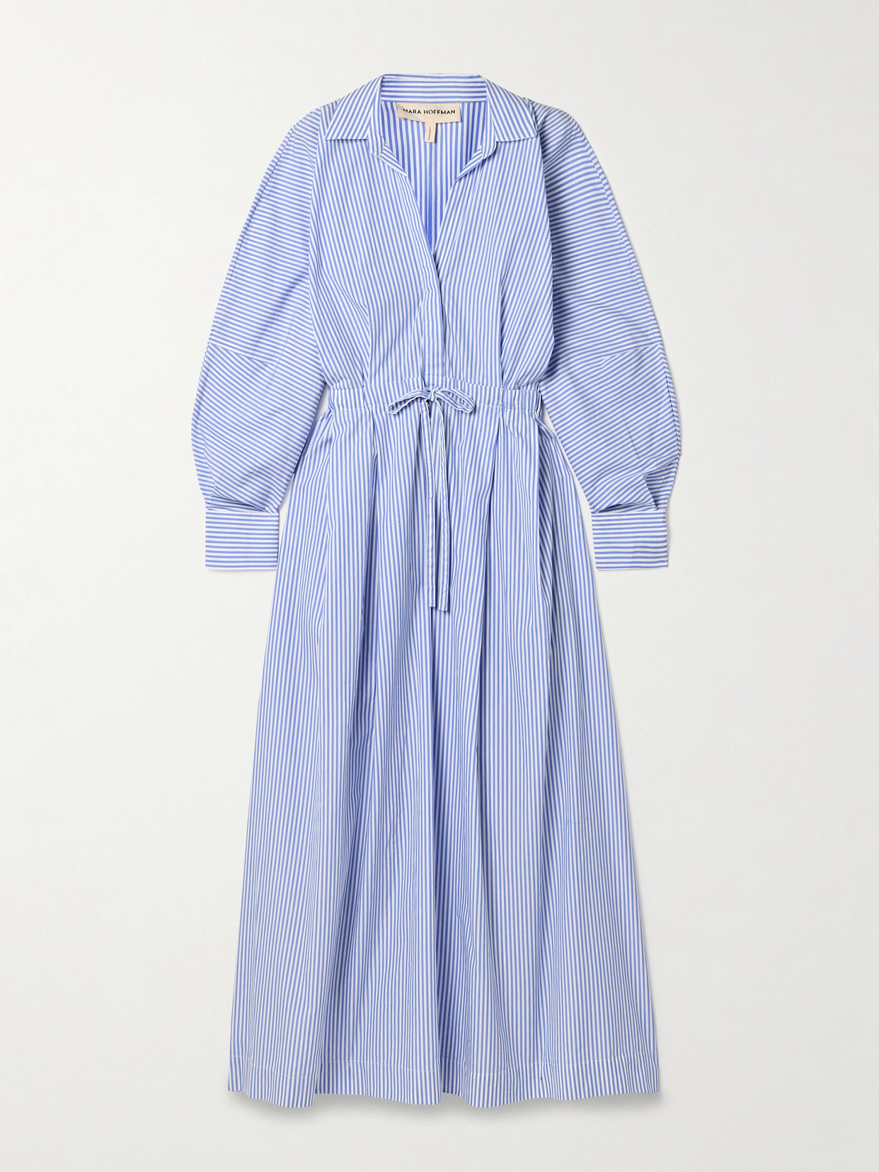 Mara Hoffman + Net Sustain Colleen Striped Organic Cotton-poplin Maxi Shirt Dress In Blue