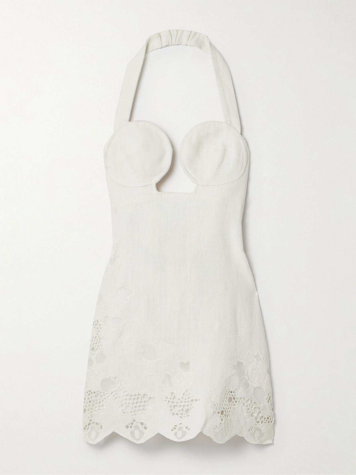 Cult Gaia - Kailani Broderie Anglaise-trimmed Linen Halterneck Mini Dress - Off-white