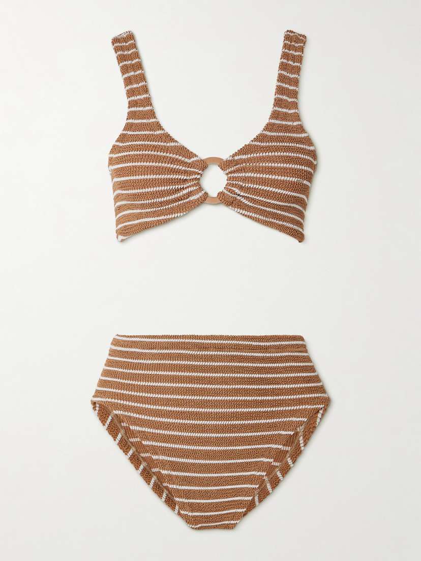 Hunza G Nadine Striped Metallic Seersucker Bikini - Beachwear One Size