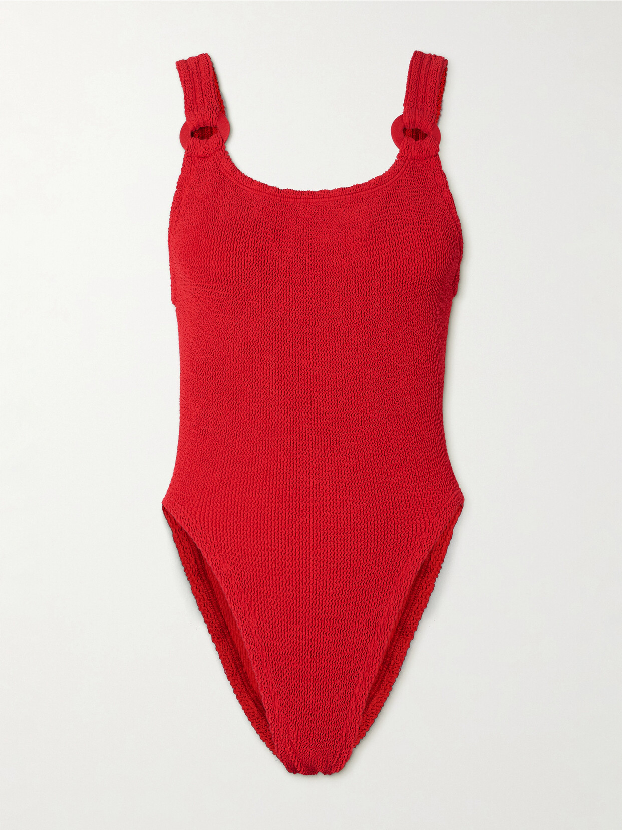 Hunza G - Domino Embellished Seersucker Swimsuit - Red