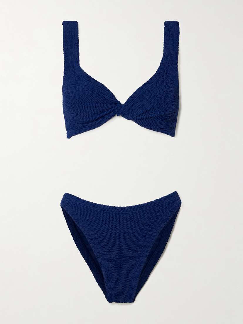 Hunza G Juno Twist-front Seersucker Bikini