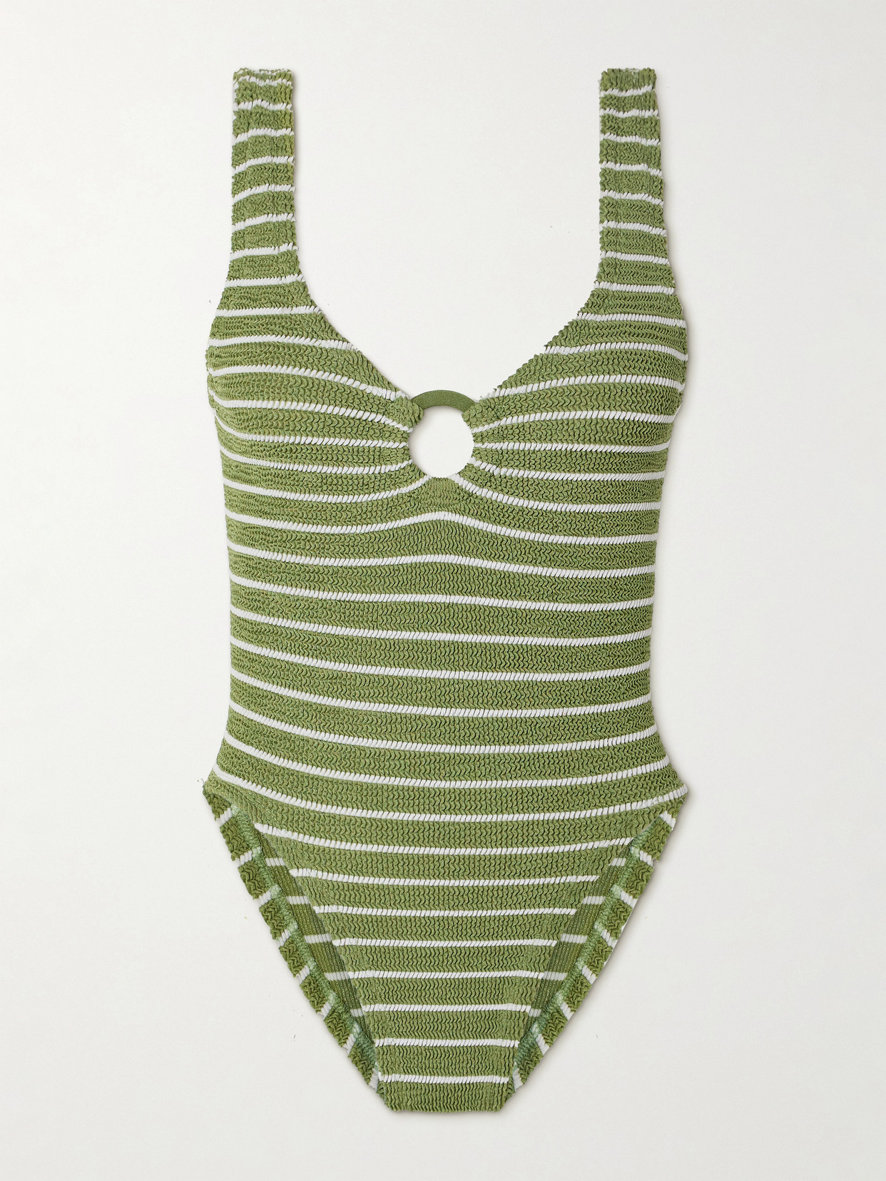 Hunza G Celine Stripe Seersucker One-piece Swimsuit In Green