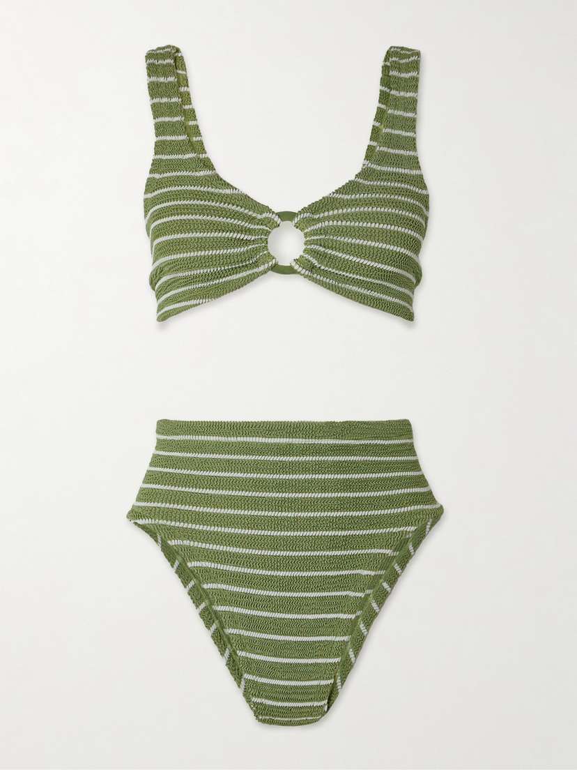 Hunza G Nadine Striped Metallic Seersucker Bikini - Beachwear One Size