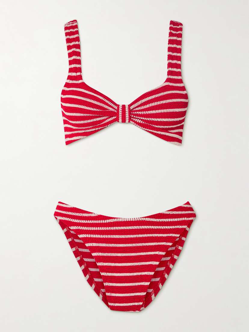 Hunza G Bonnie Striped Seersucker Bikini - Beachwear One Size