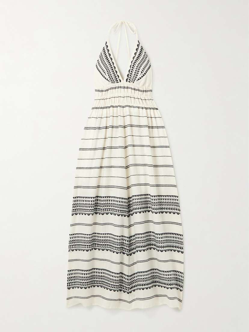 Lemlem Gete Striped Cotton Halterneck Midi Dress