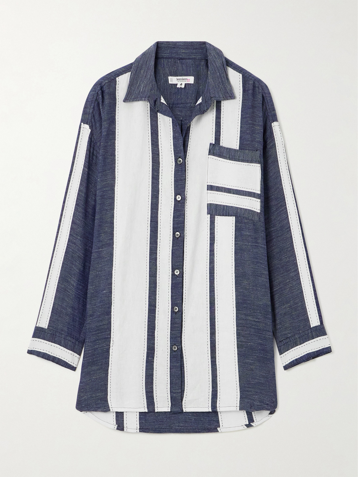 Lemlem Mariam Striped Button-front Shirt In Blue