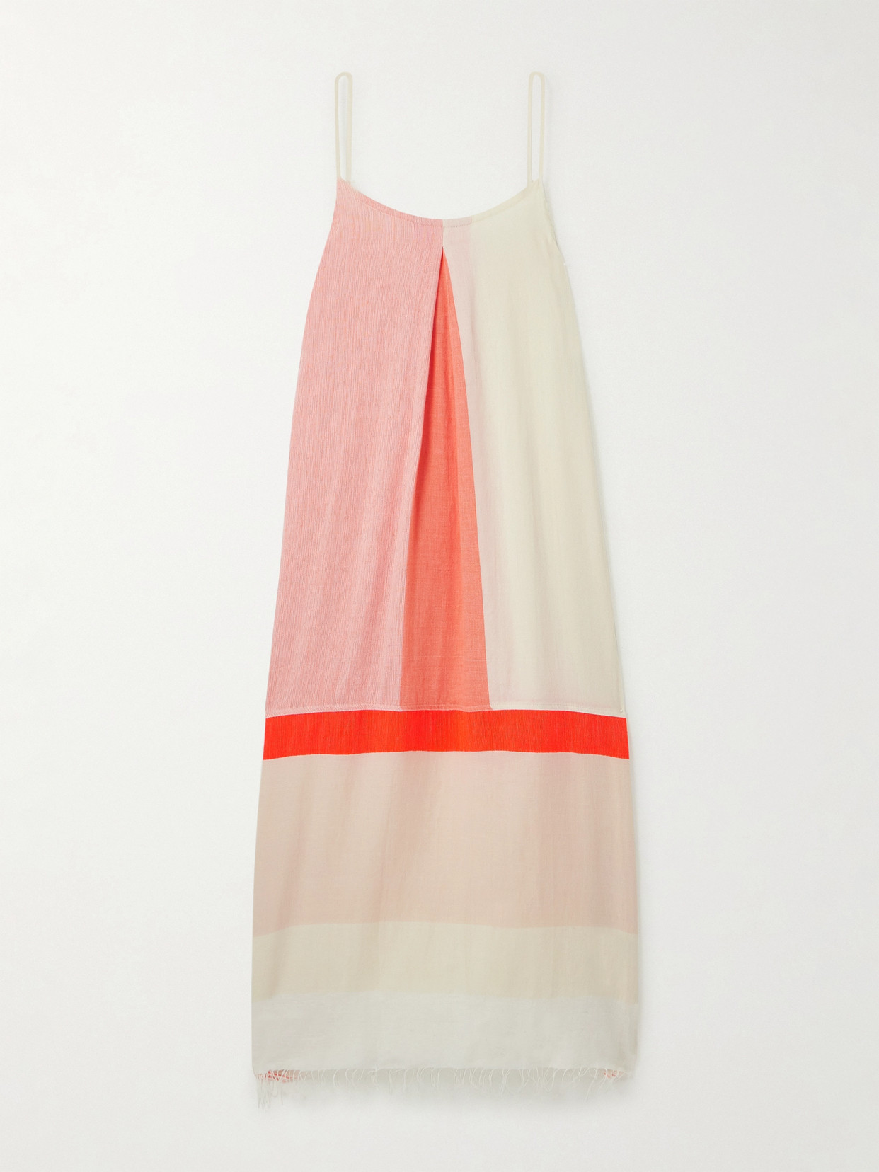 LEMLEM NIA PLEATED COLOR-BLOCK COTTON-BLEND MIDI DRESS