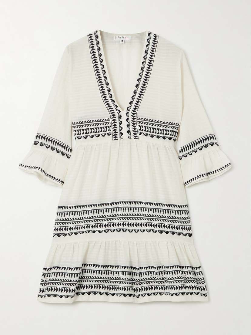 Lemlem Hanna Tiered Ruffled Striped Cotton Mini Dress