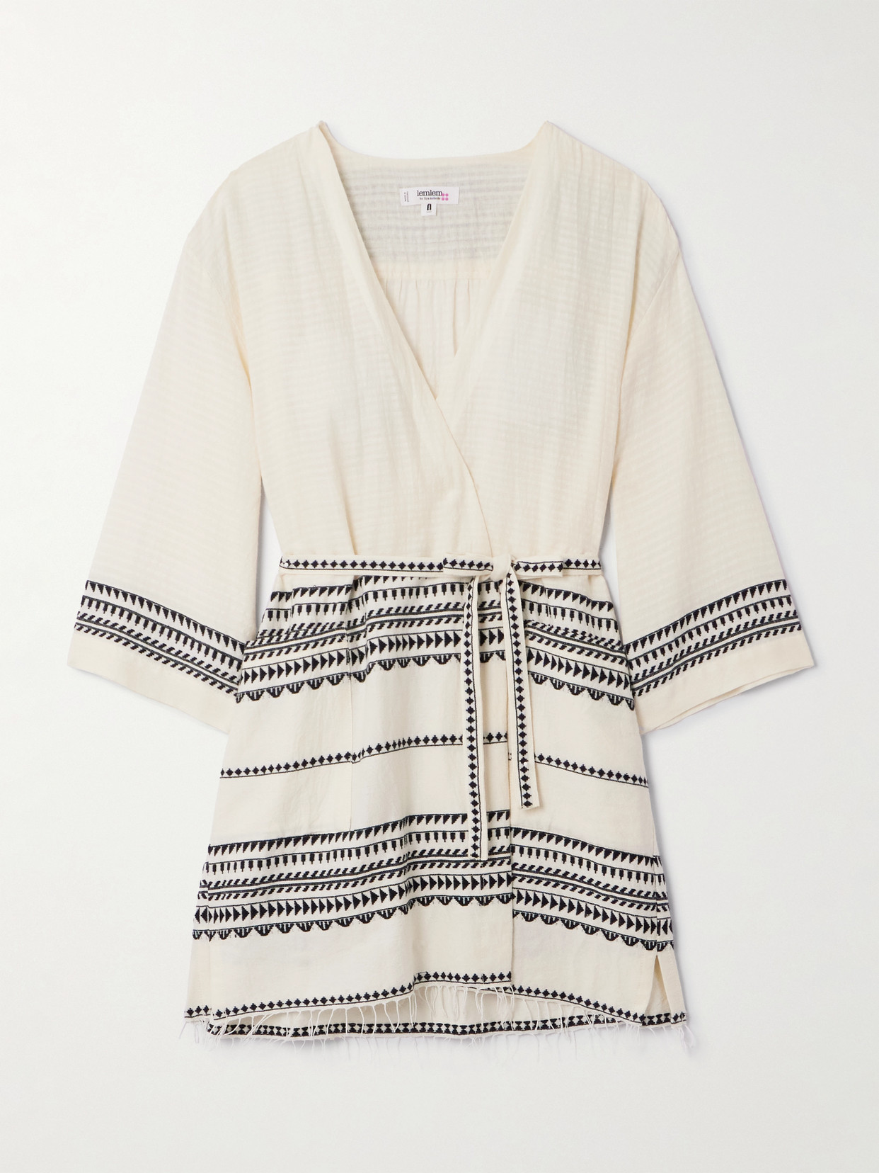 Shop Lemlem Imani Striped Fringed Cotton Coverup In Off-white