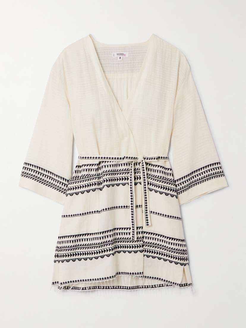 Lemlem Imani Striped Fringed Cotton Coverup