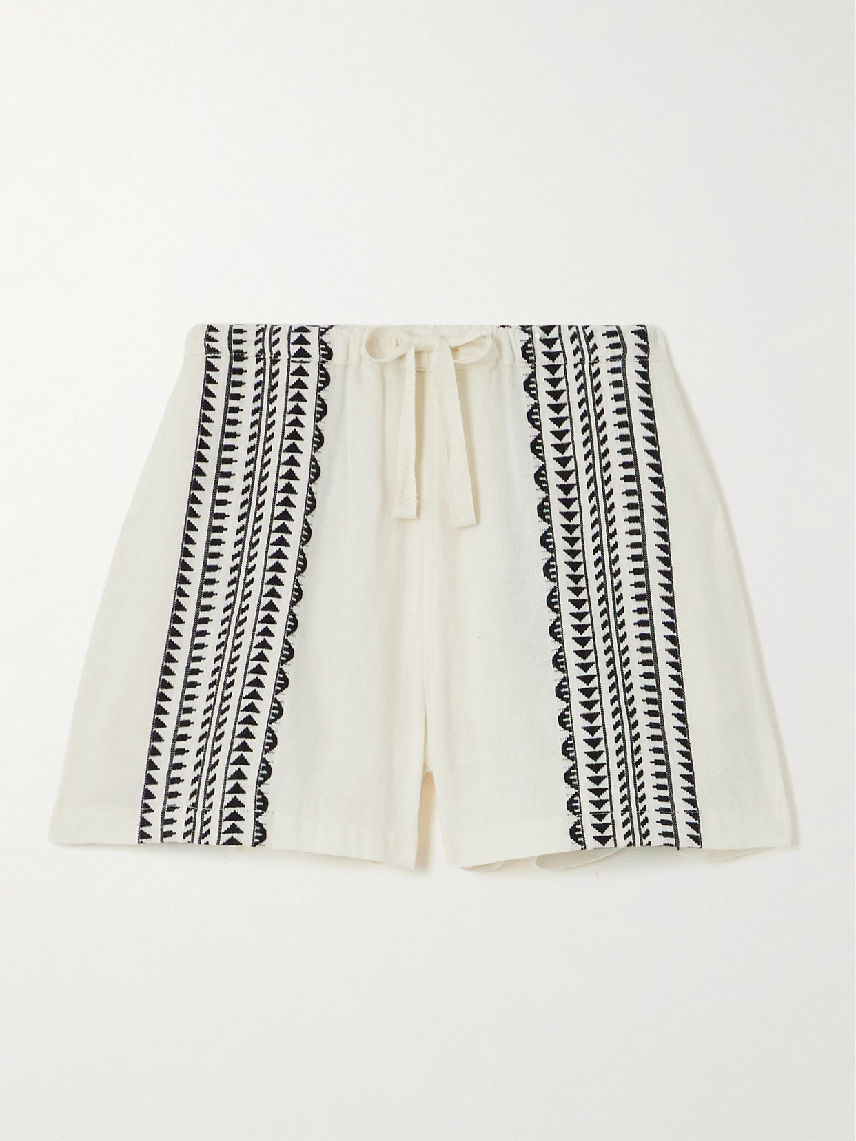 Lemlem Safia Striped Cotton-blend Shorts In Off-white