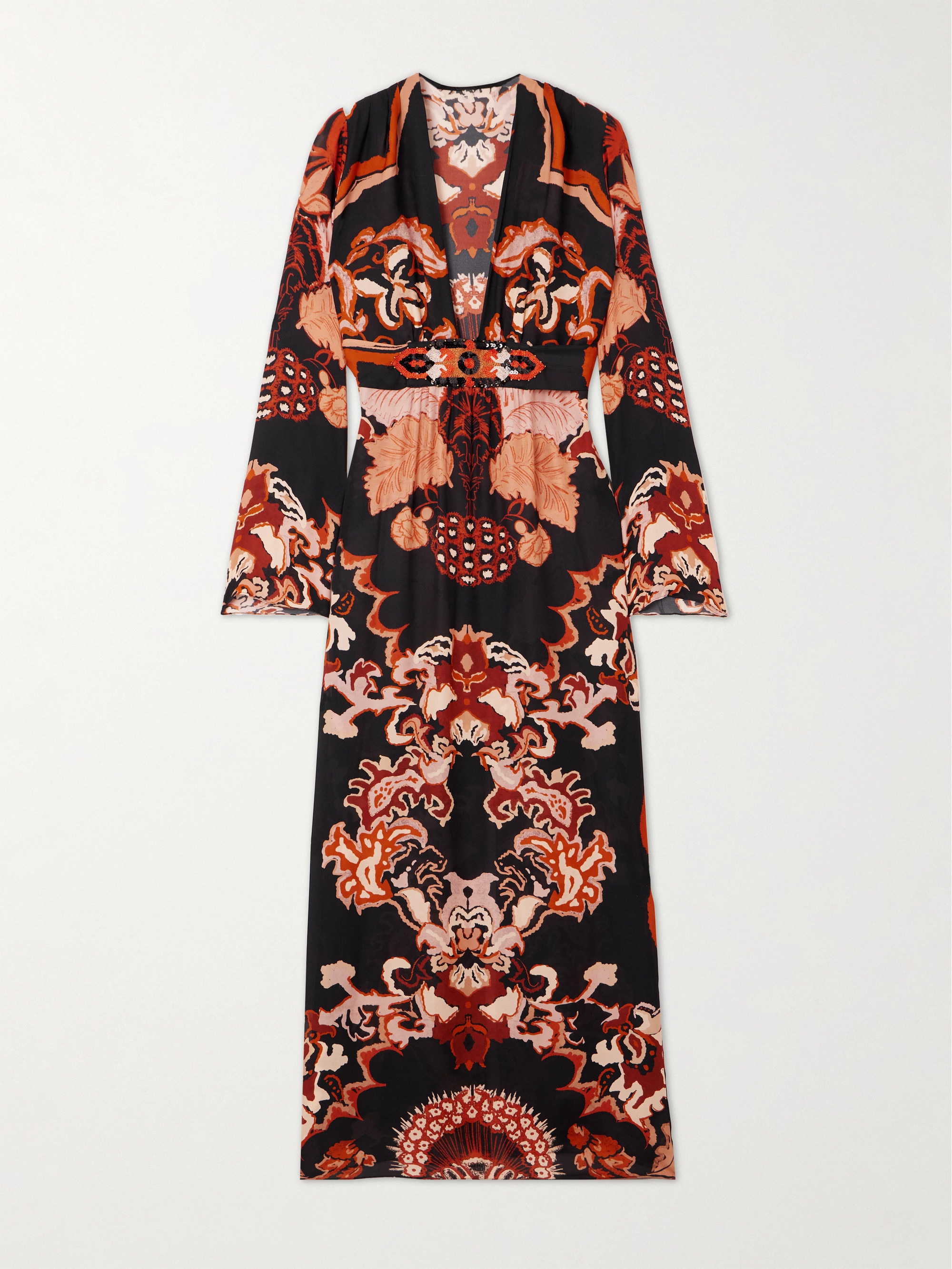 Johanna Ortiz Rodeo Rhythms belted printed silk-georgette maxi dress