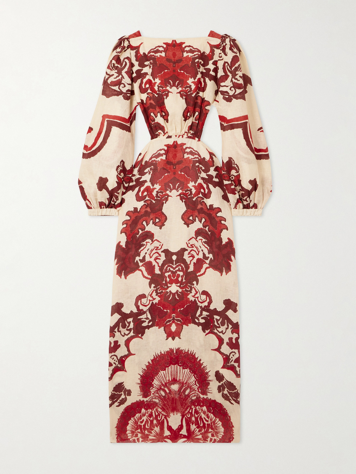 Johanna Ortiz Dinastia Caribena Open-back Printed Silk-jacquard Midi Dress In Red