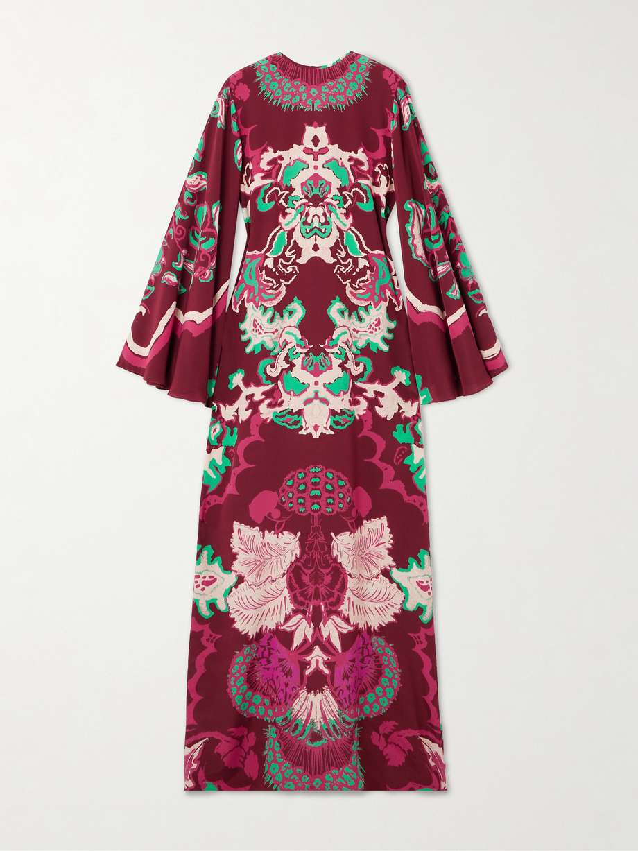 camino real printed silk-crepe maxi dress