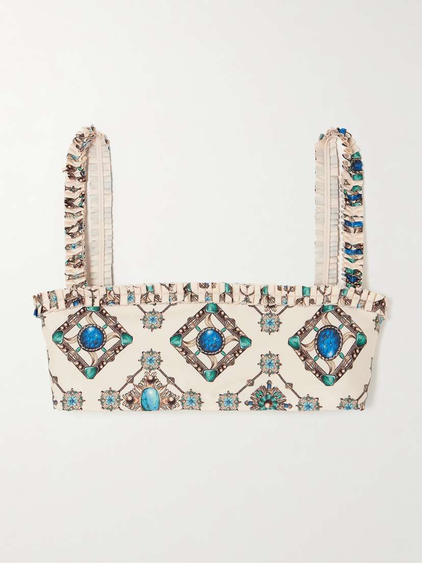 Agua by Agua Bendita Olmo Platero Ruffled Printed Recycled Bikini Top