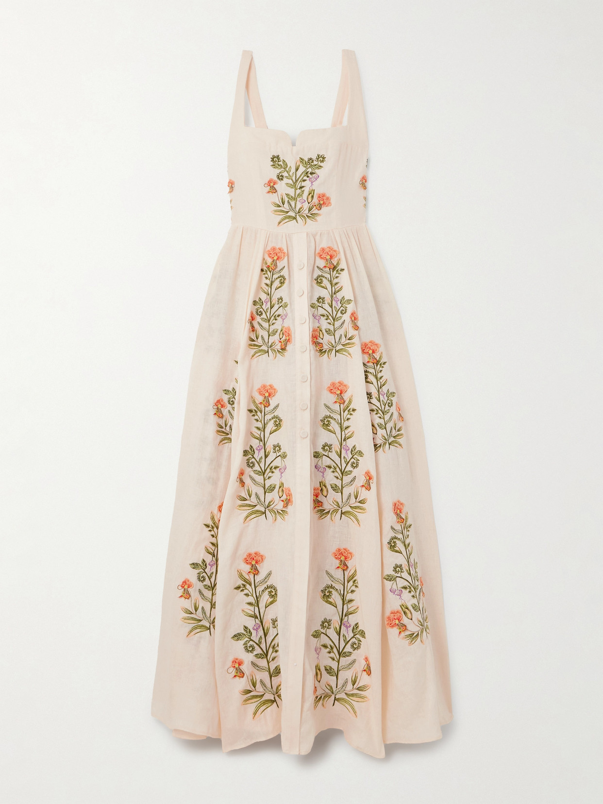 Agua by Agua Bendita - Jaspe Cultivo Embroidered Linen Maxi Dress - Cream