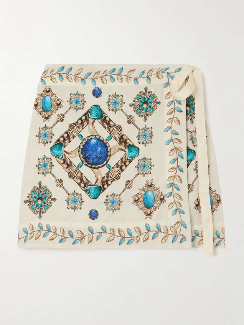 Agua by Agua Bendita Luna Platero Tencel™ Lyocell Mini Wrap Skirt