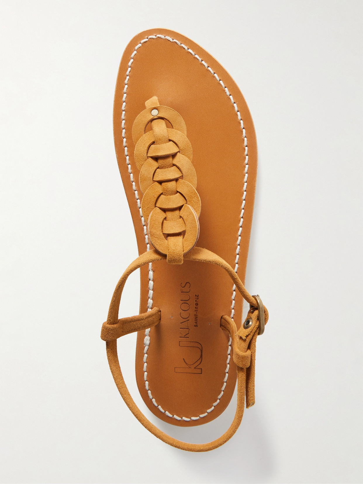 Shop Kjacques Lemovis Woven Suede Sandals In Brown