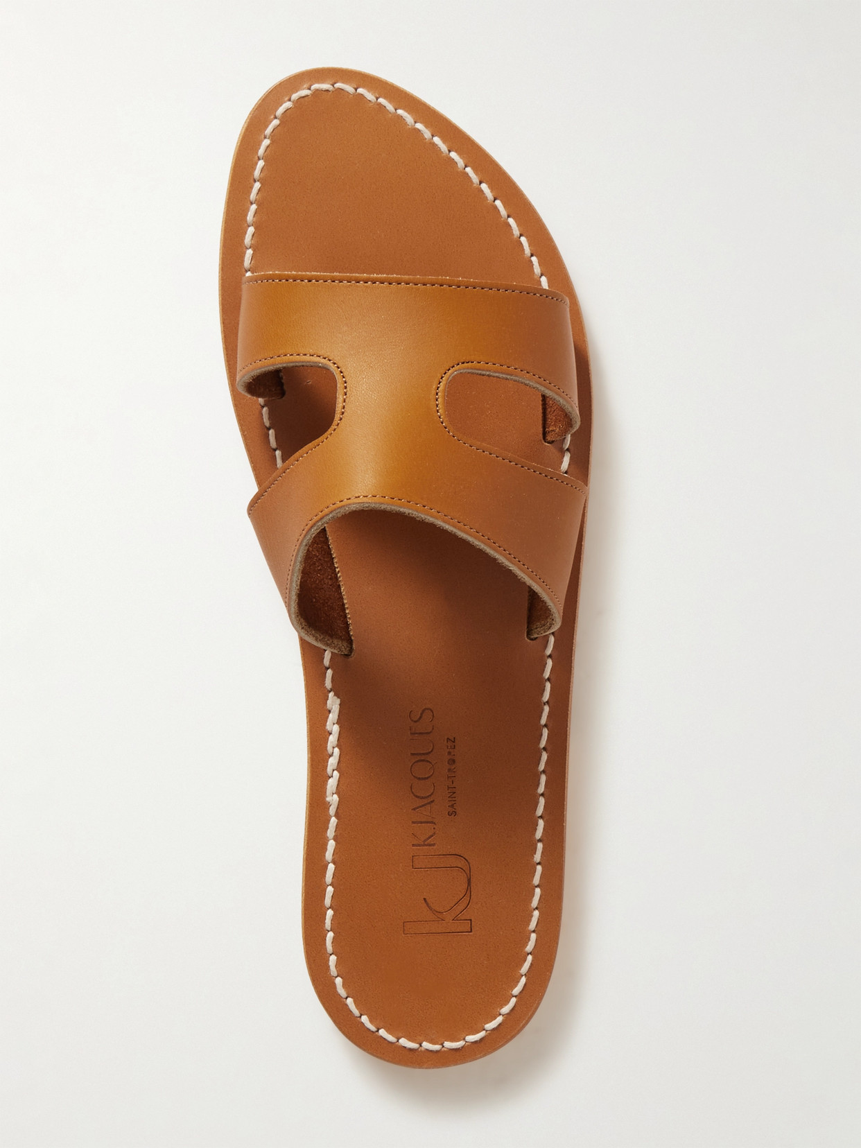 Shop Kjacques Menandre Cutout Leather Slides In Brown