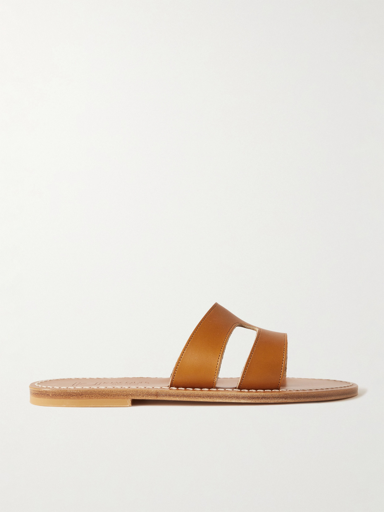 Kjacques Menandre Cutout Leather Slides In Brown