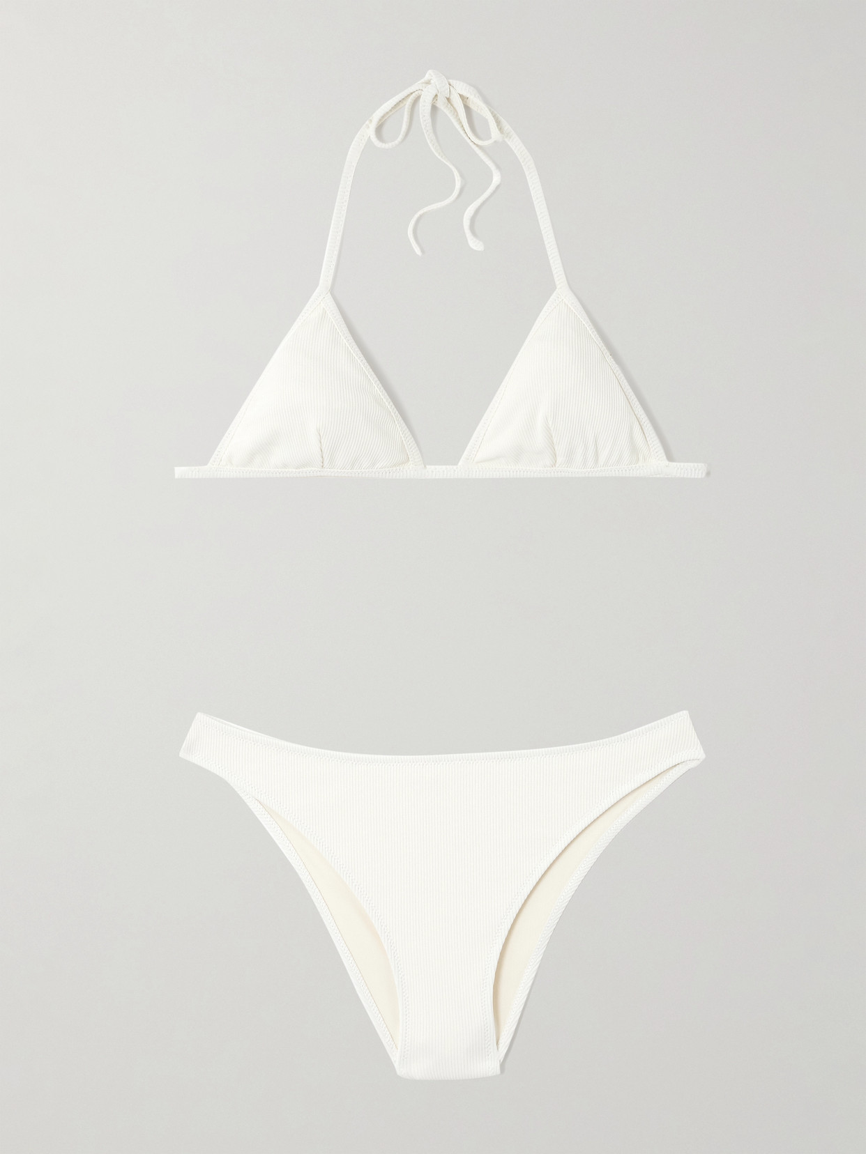 Lido Cinquantotto Ribbed Triangle Bikini In Ivory