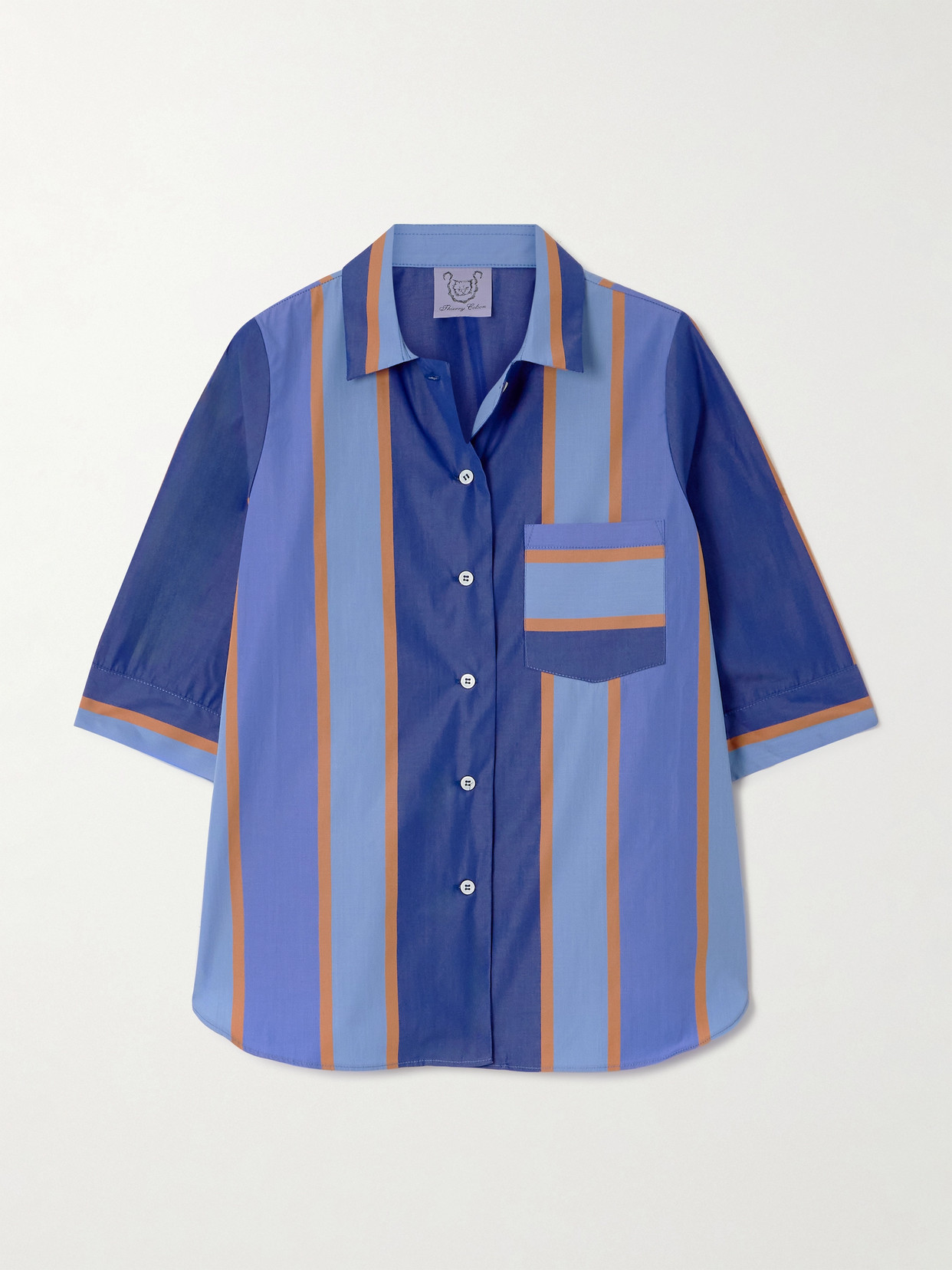 Thierry Colson Zouk Striped Cotton-poplin Shirt In Blue