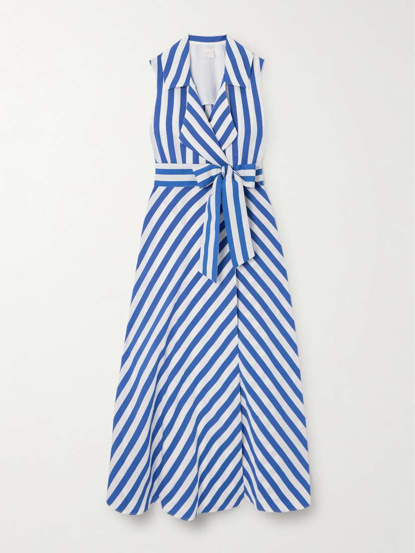 Loretta Caponi Noemie Double-breasted Striped Poplin Midi Dress - x large
