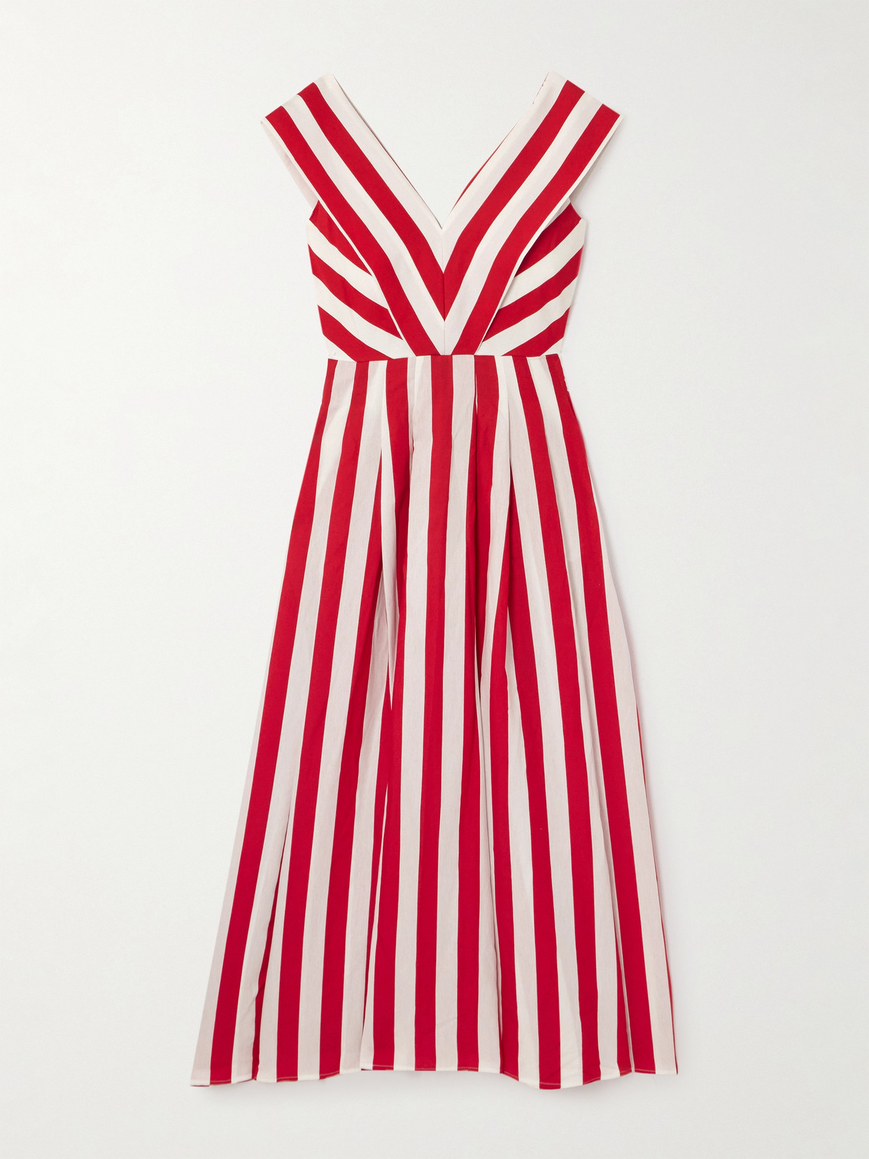 Loretta Caponi Graziella Striped Poplin Maxi Dress In Red