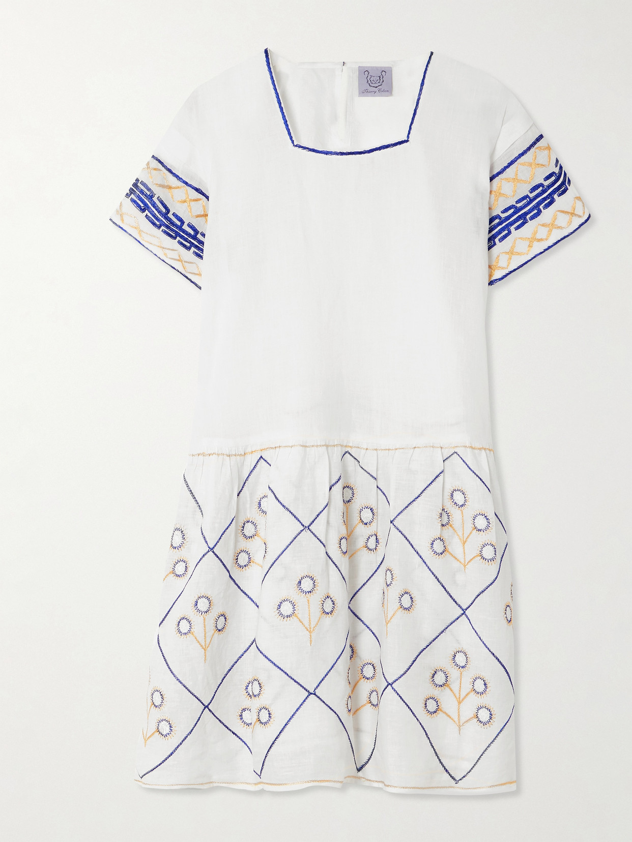 Thierry Colson Allison Embroidered Linen Mini Dress In White