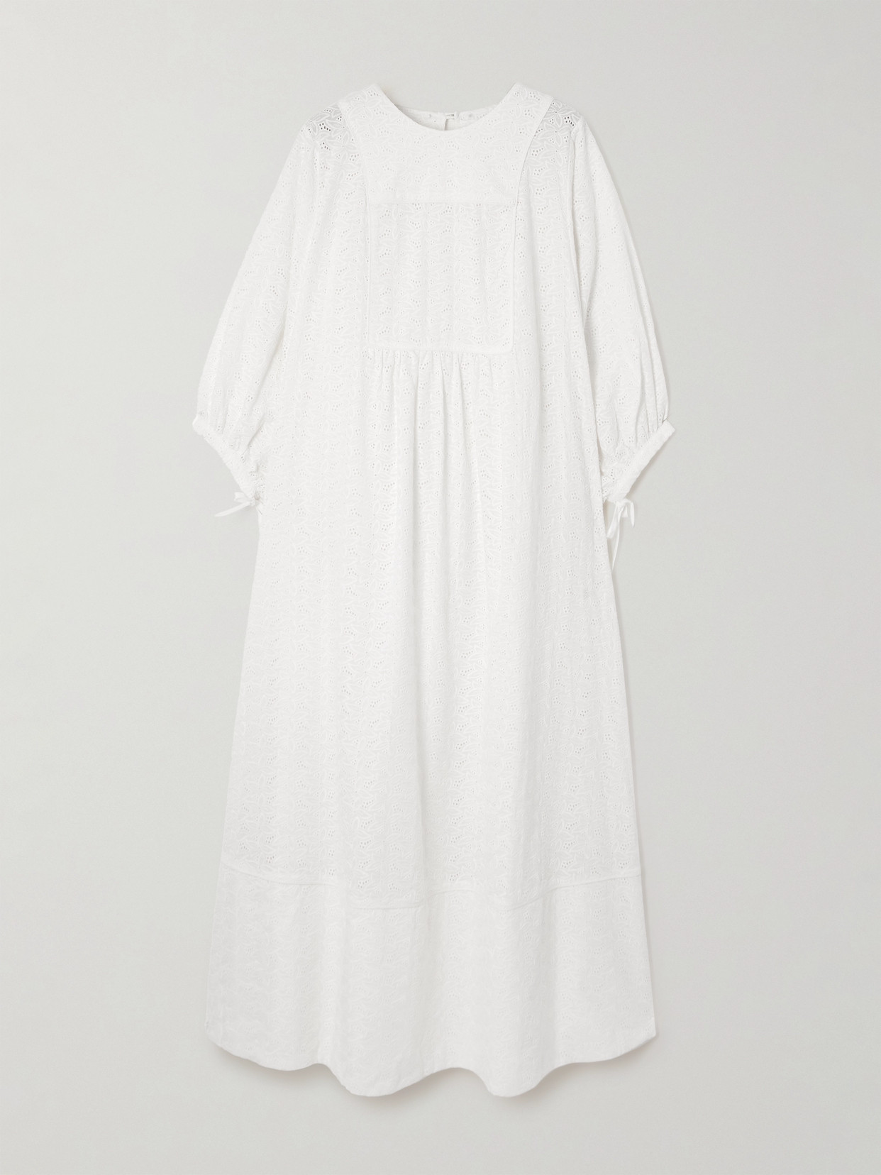 Loretta Caponi Ariel Broderie Anglaise Cotton Maxi Dress In White