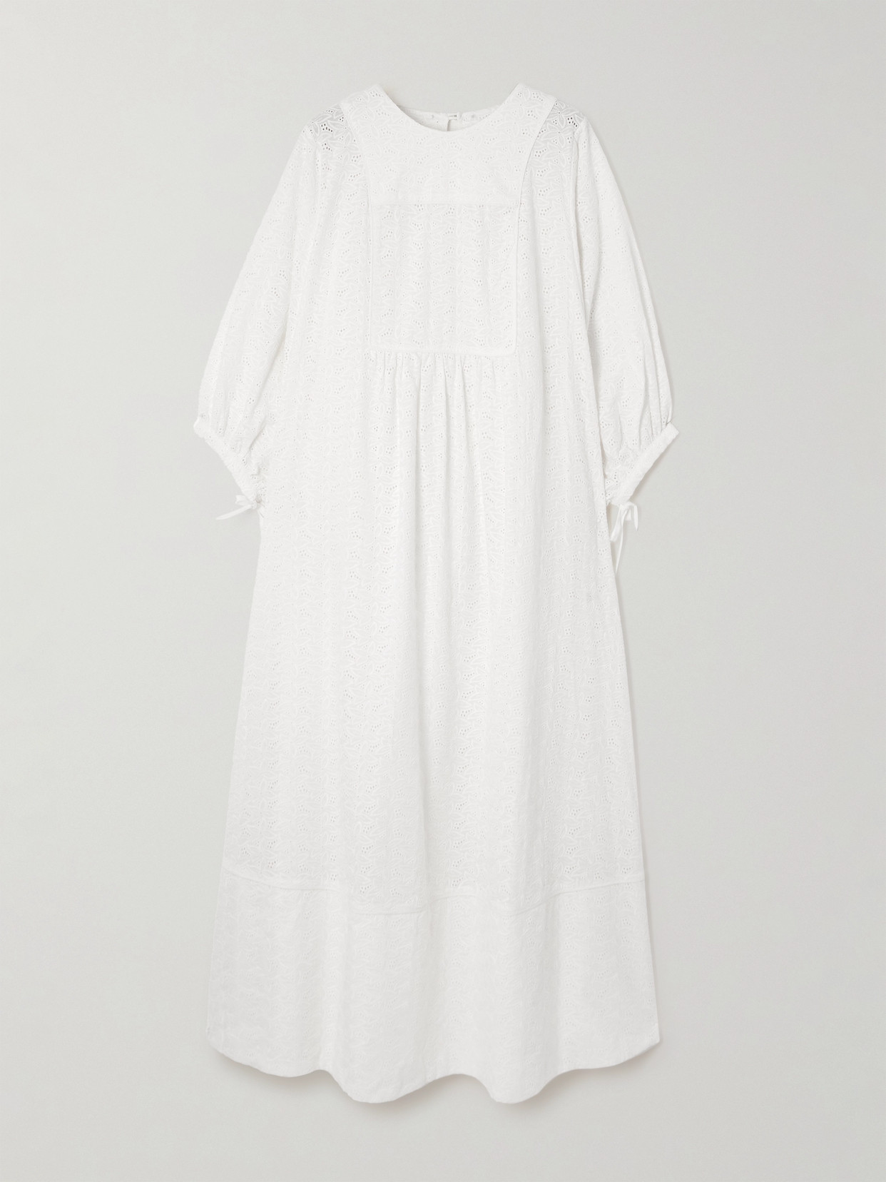 Loretta Caponi + Net Sustain Ariel Broderie Anglaise Cotton Maxi Dress In White