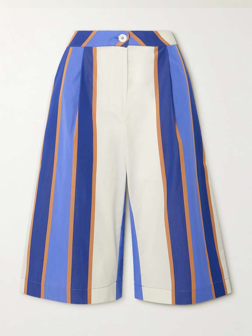 Thierry Colson Pleated Printed Cotton-voile Shorts