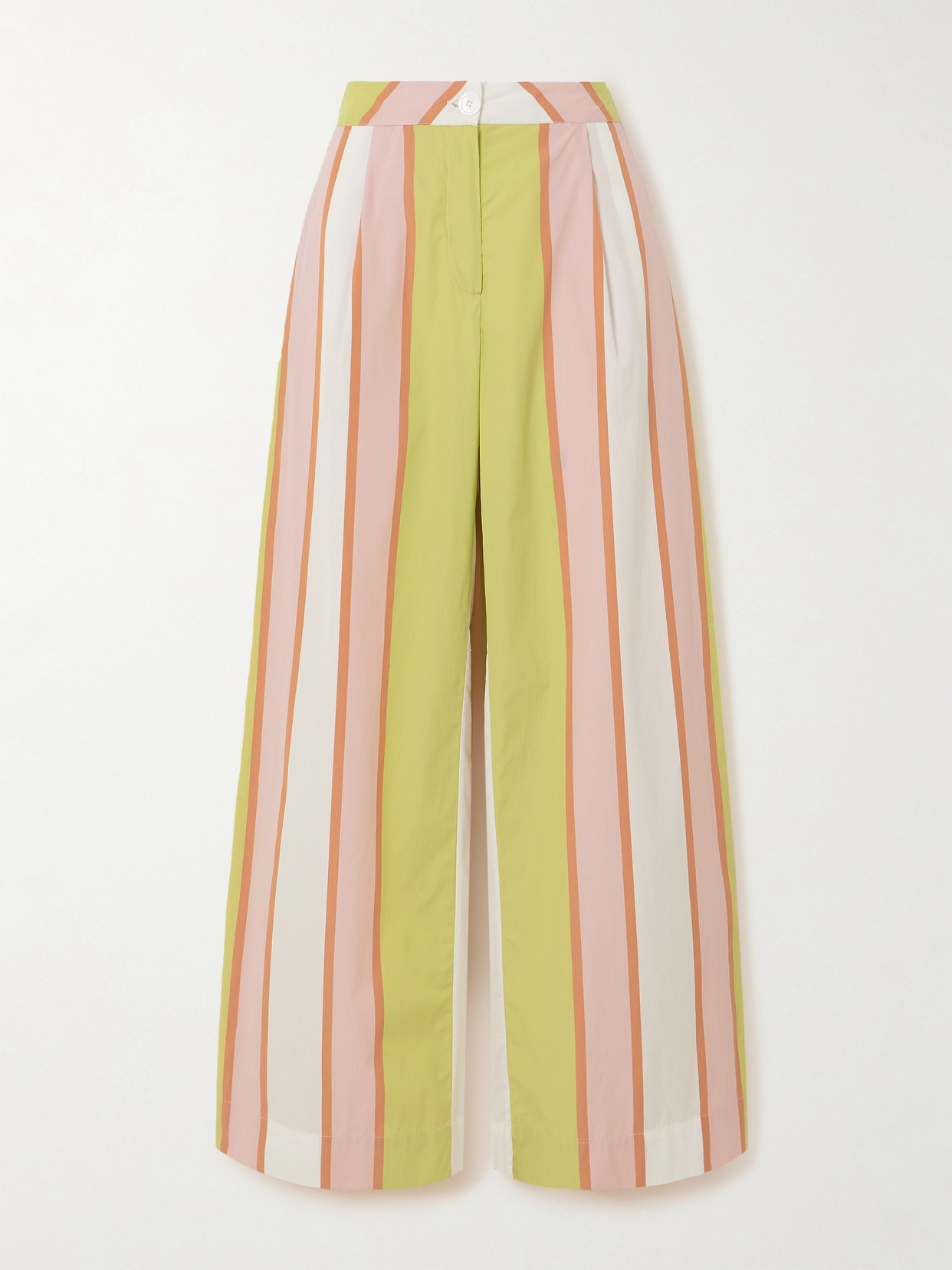 Thierry Colson Loulou Striped Cotton-poplin Straight-leg Pants In Pink