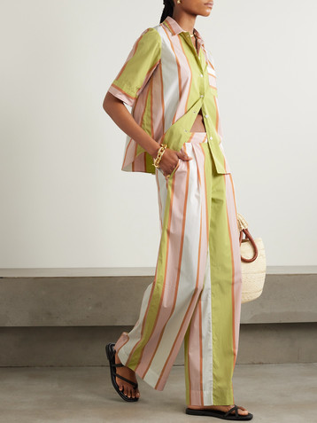 THIERRY COLSON Loulou striped cotton-poplin straight-leg pants