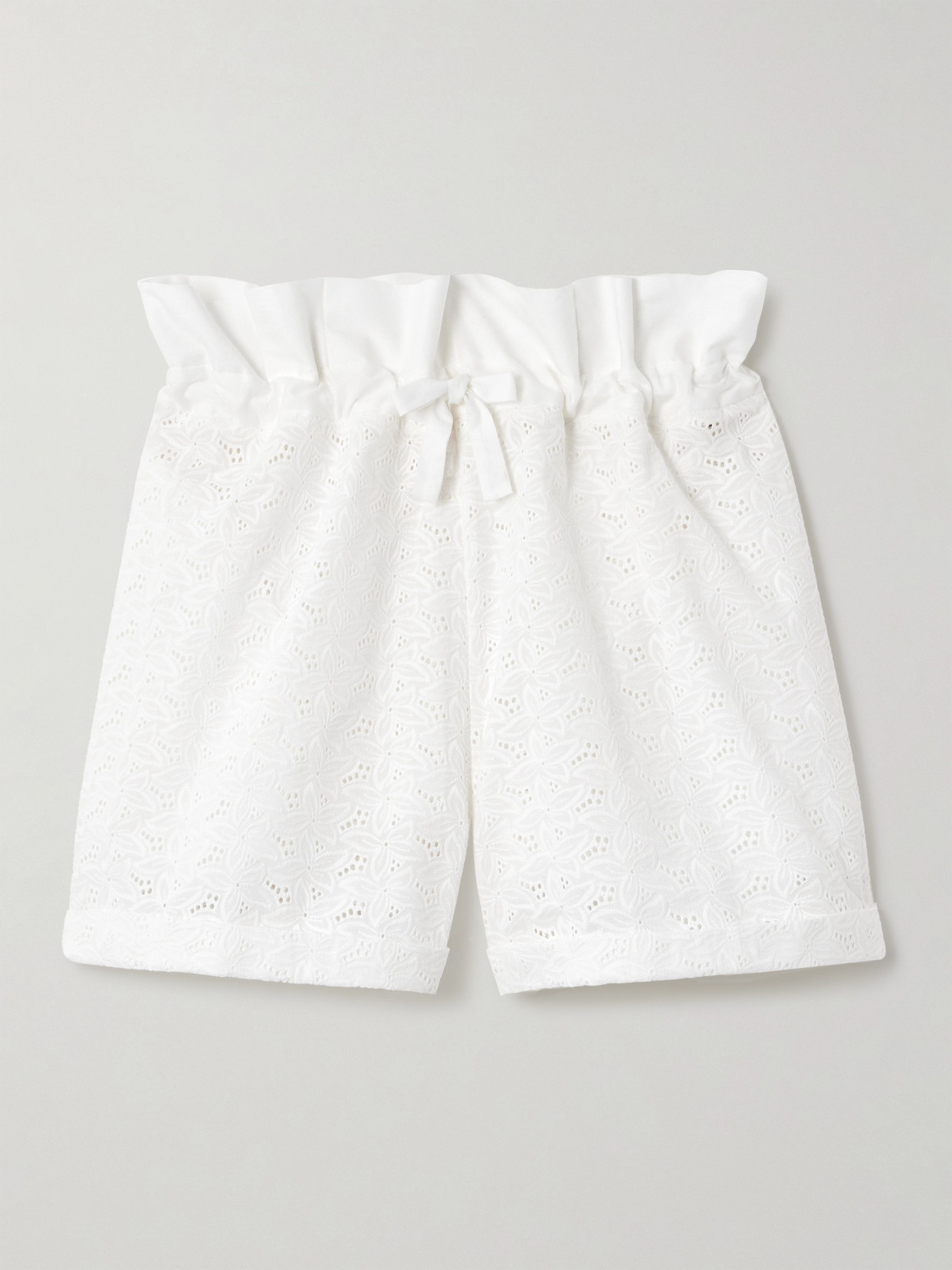 Loretta Caponi Marissa Broderie Anglaise Cotton Shorts In White