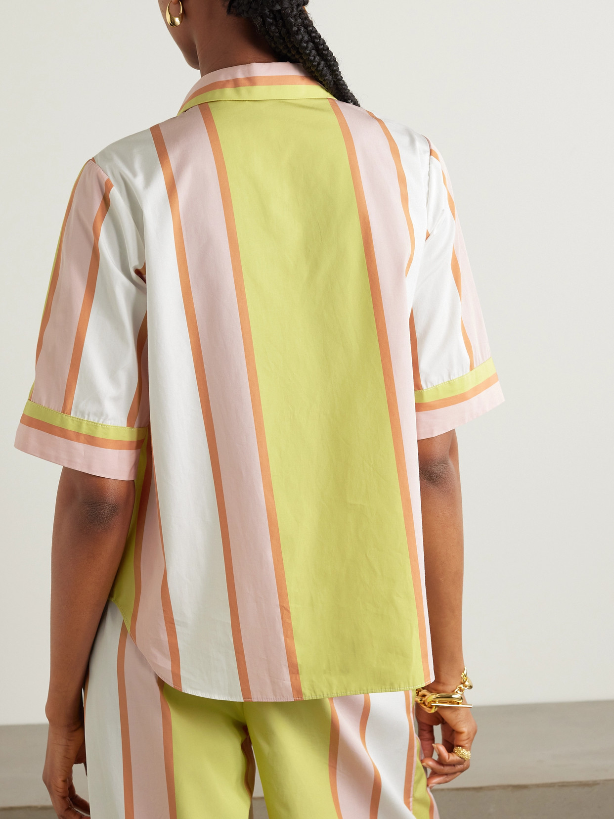 Thierry Colson Zouk Striped Cotton-poplin Shirt In Pink