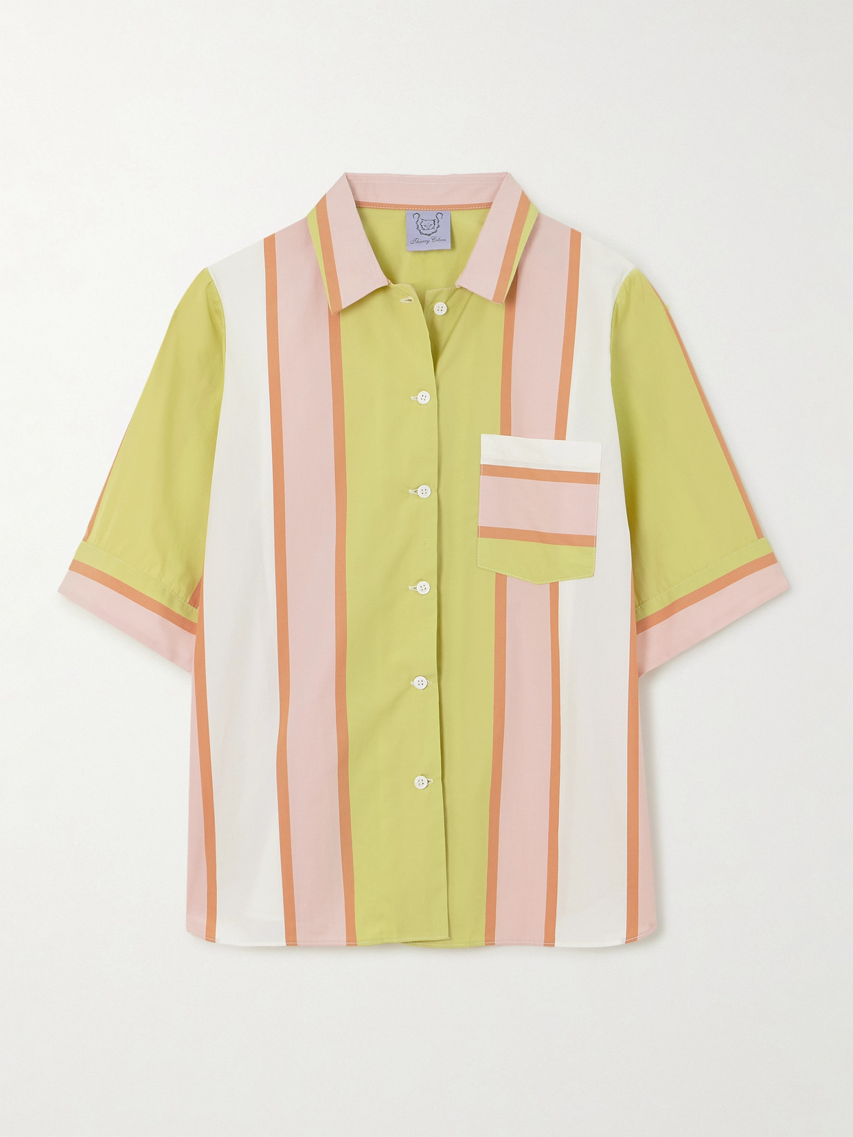 Thierry Colson Zouk Striped Cotton-poplin Shirt In Pink