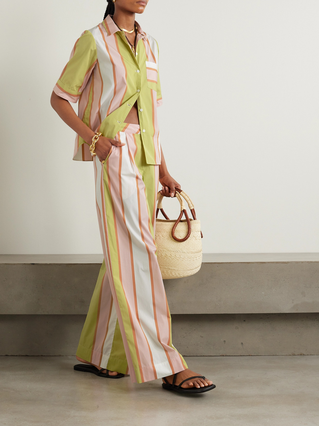 Thierry Colson Zouk Striped Cotton-poplin Shirt In Pink